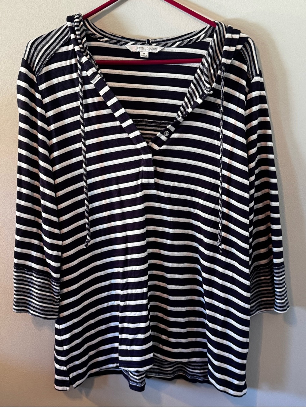 erin london Black and White Striped Hooded Top